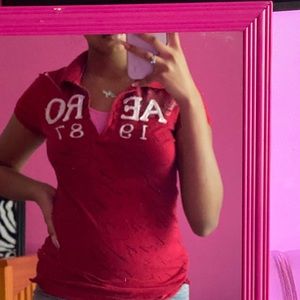 Red Aéropostale Shirt with White Writing